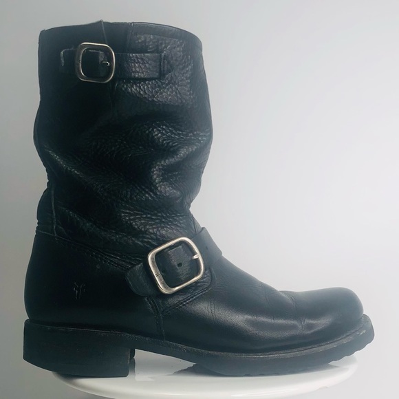 Frye Veronica Short Leather Boot Women's Size 6B Med Biker Black 3476509 - Picture 2 of 12